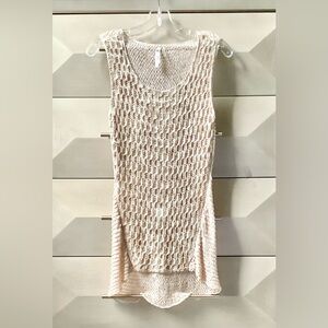 MONORENO CROCHET SLEEVELESS TANK TOP - BEIGE - SIZE S